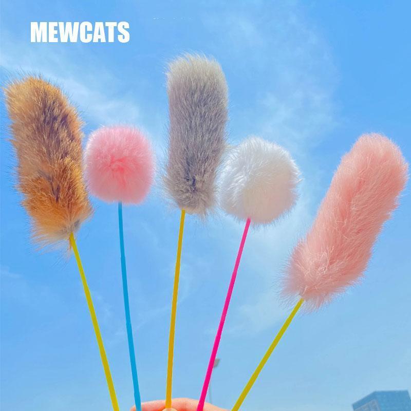 Cat Toys Teaser Kitty Stick Interactive Bell Ball - MEWCATS
