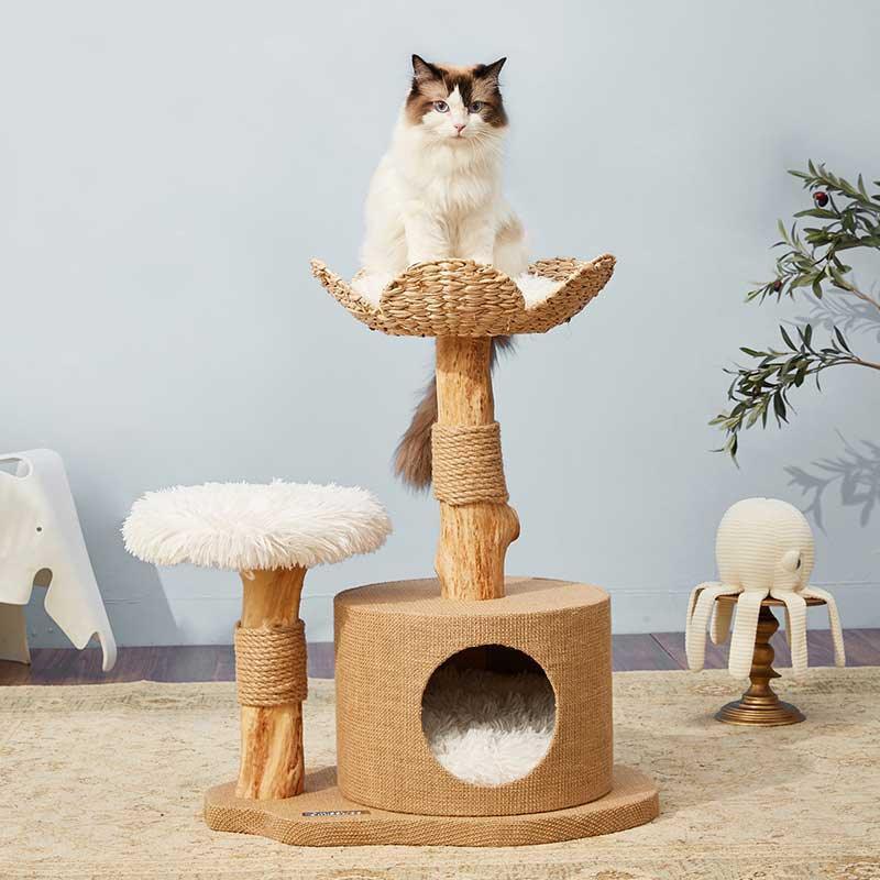 Cattail Solid Wood Cat Tree Climbing Frame - MEWCATS