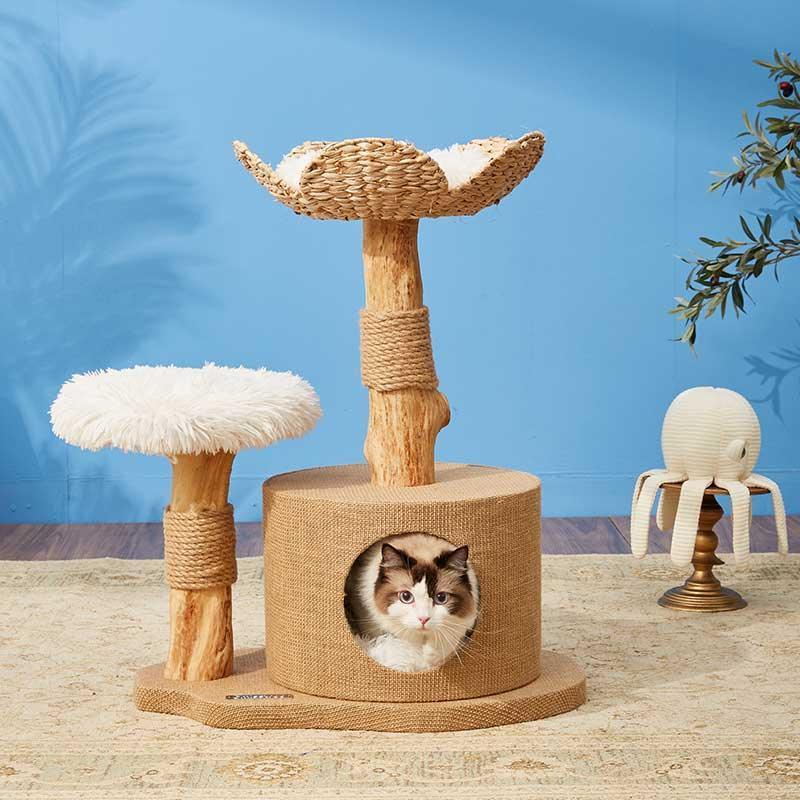 Cattail Solid Wood Cat Tree Climbing Frame - MEWCATS