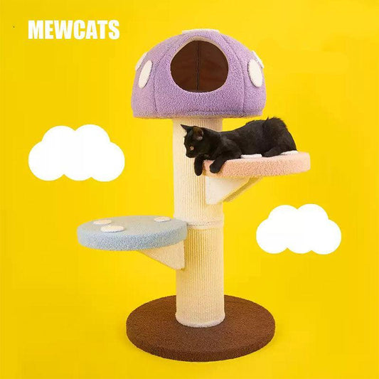 Colorful Mushroom Cat Climbing Tree Tower - MEWCATS