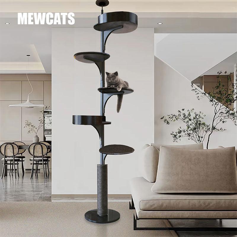 Deluxe Floor to Ceiling Cat Climbing Tree Black – MEWCATS