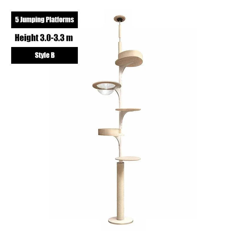 Deluxe Floor to Ceiling Cat Climbing Tree White - MEWCATS