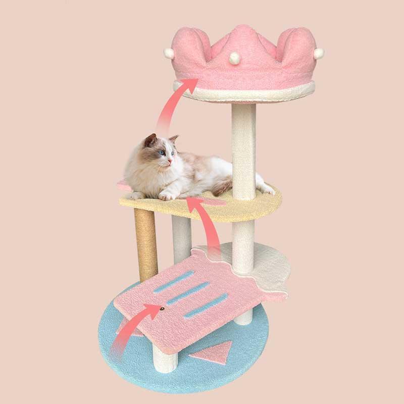 Deluxe Large Cute Cat Tree Pink Ice Cream Climbing Frame Cat Tower - MEWCATS