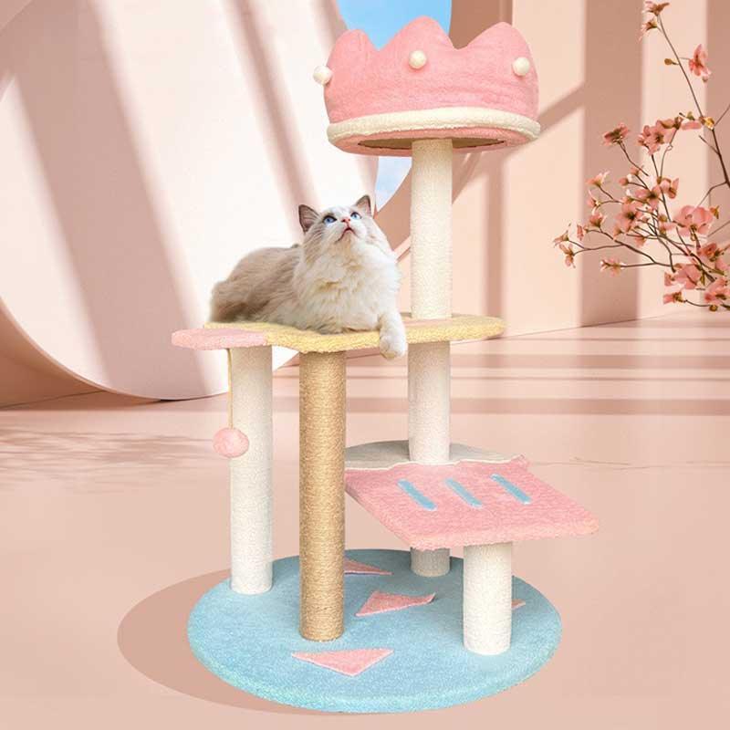 Deluxe Large Cute Cat Tree Pink Ice Cream Climbing Frame Cat Tower - MEWCATS