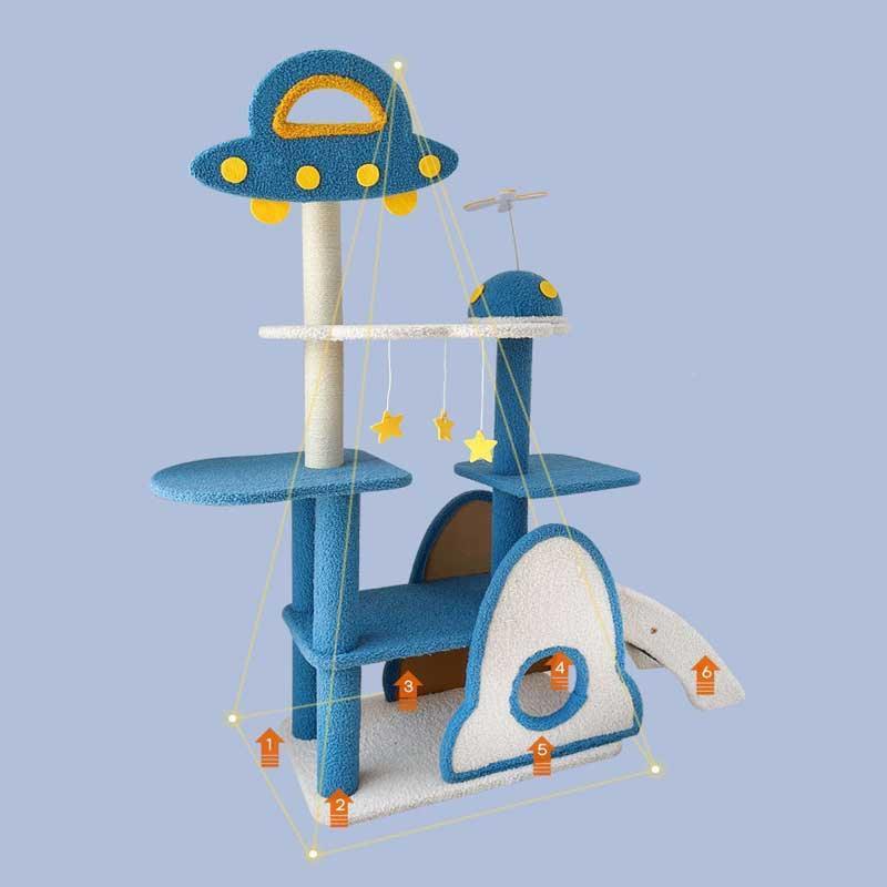 Deluxe Large Space Cat Tree Blue Climbing Frame Cat Tower