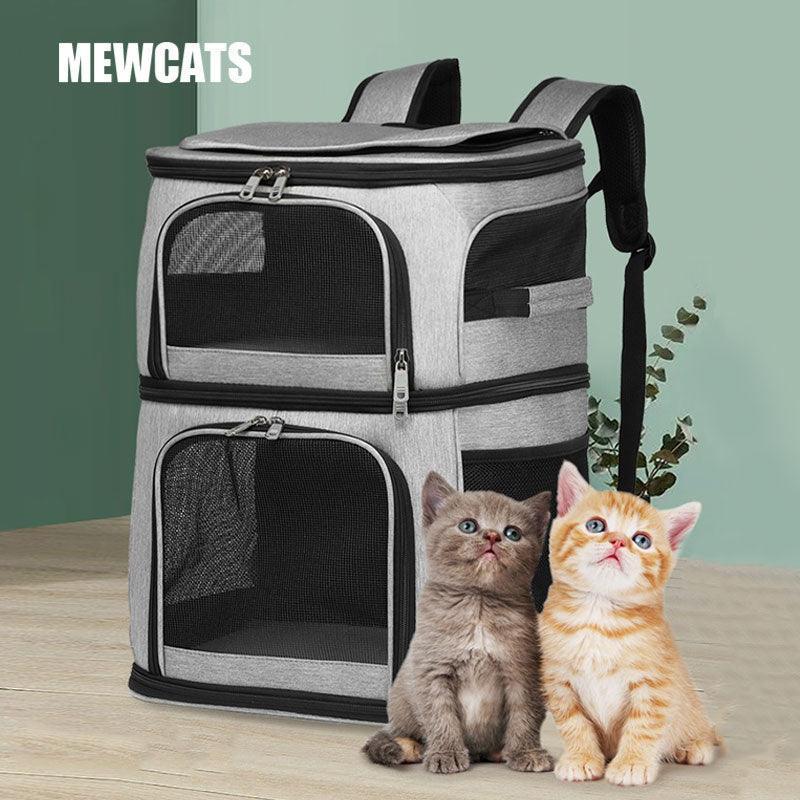 Double Layer Cat Carrier Bag With Wheels 4 Color Backpack - MEWCATS