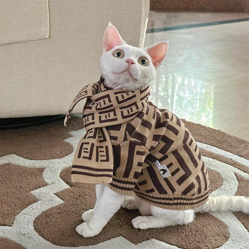 Elegant Warm Winter Hairless Cat Sweater Outfit - MEWCATS