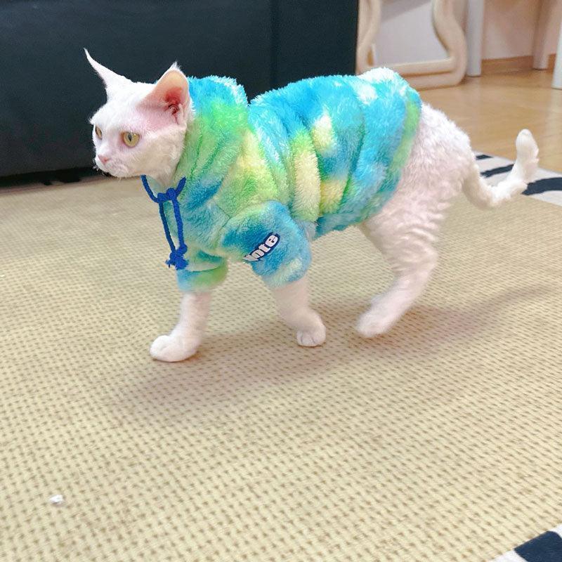Gradient Sphynx Cat Clothes Warm Hooded Sweater - MEWCATS