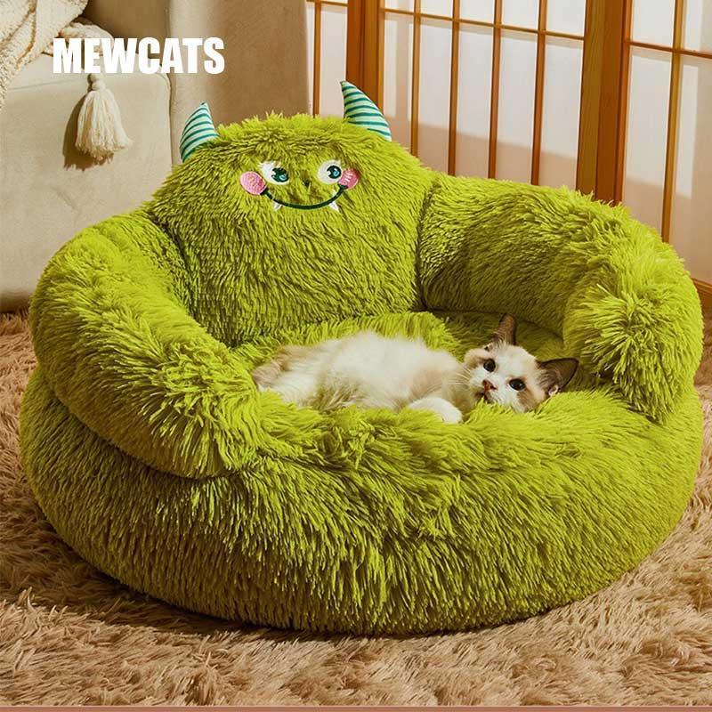 Green Monster Cat Sofa Fluffy Cat Bed Couch - MEWCATS