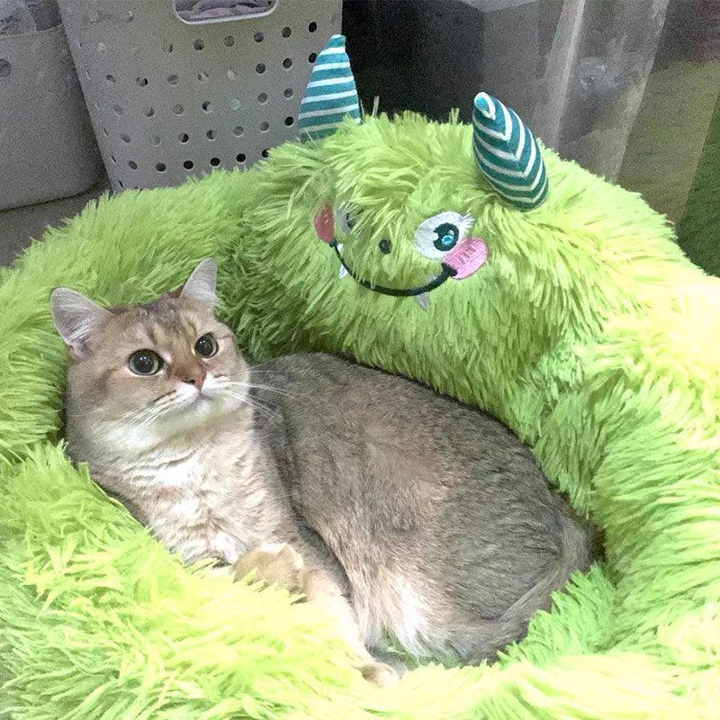 Green Monster Cat Sofa Fluffy Cat Bed Couch - MEWCATS