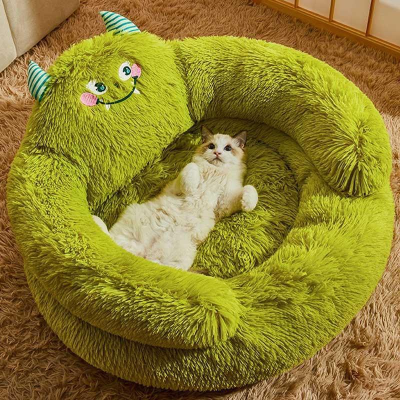 Green Monster Cat Sofa Fluffy Cat Bed Couch - MEWCATS