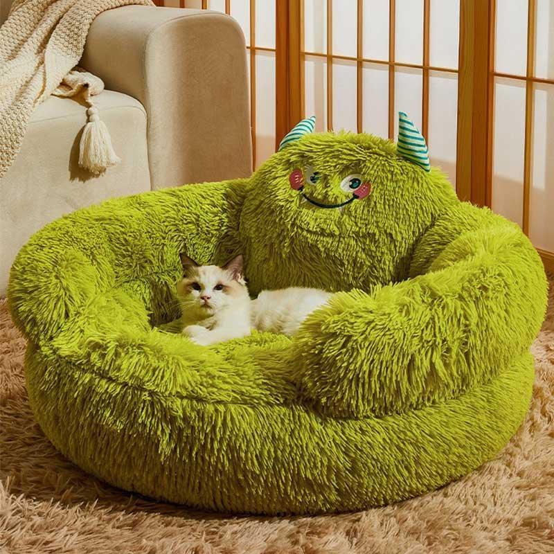 Green Monster Cat Sofa Fluffy Cat Bed Couch - MEWCATS