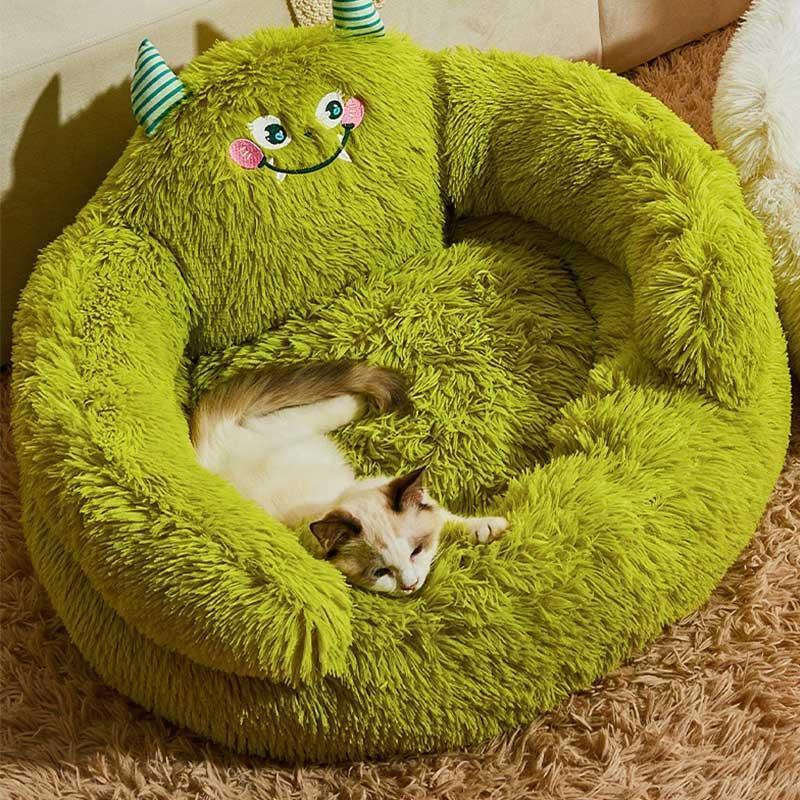 Green Monster Cat Sofa Fluffy Cat Bed Couch - MEWCATS