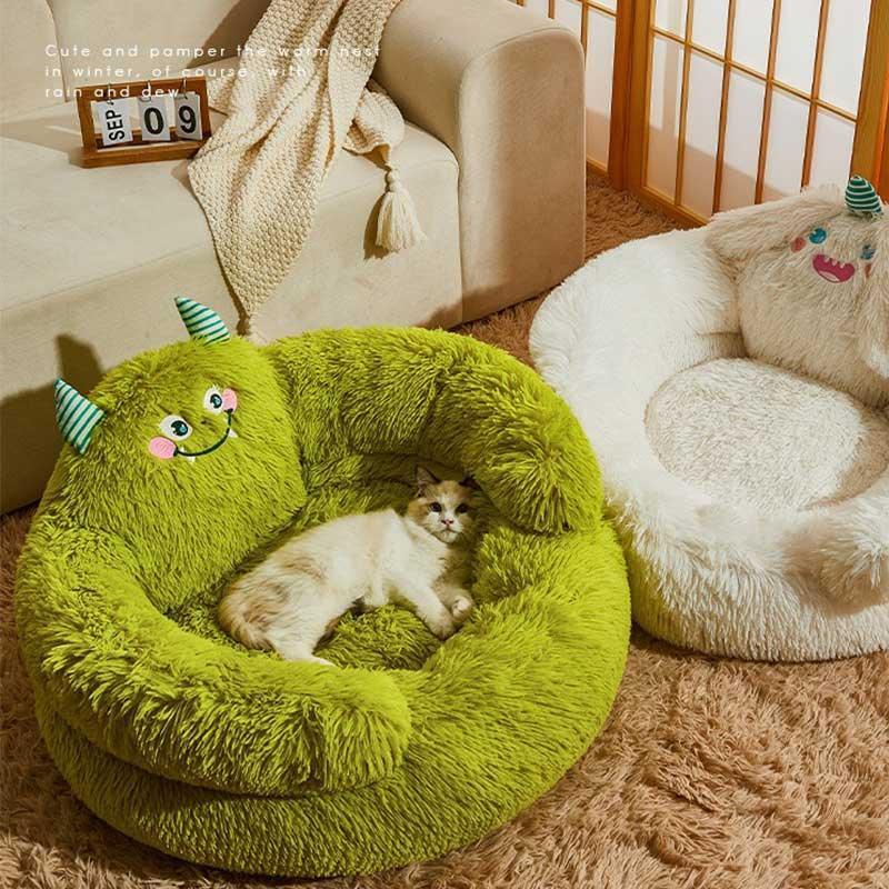 Green Monster Cat Sofa Fluffy Cat Bed Couch - MEWCATS