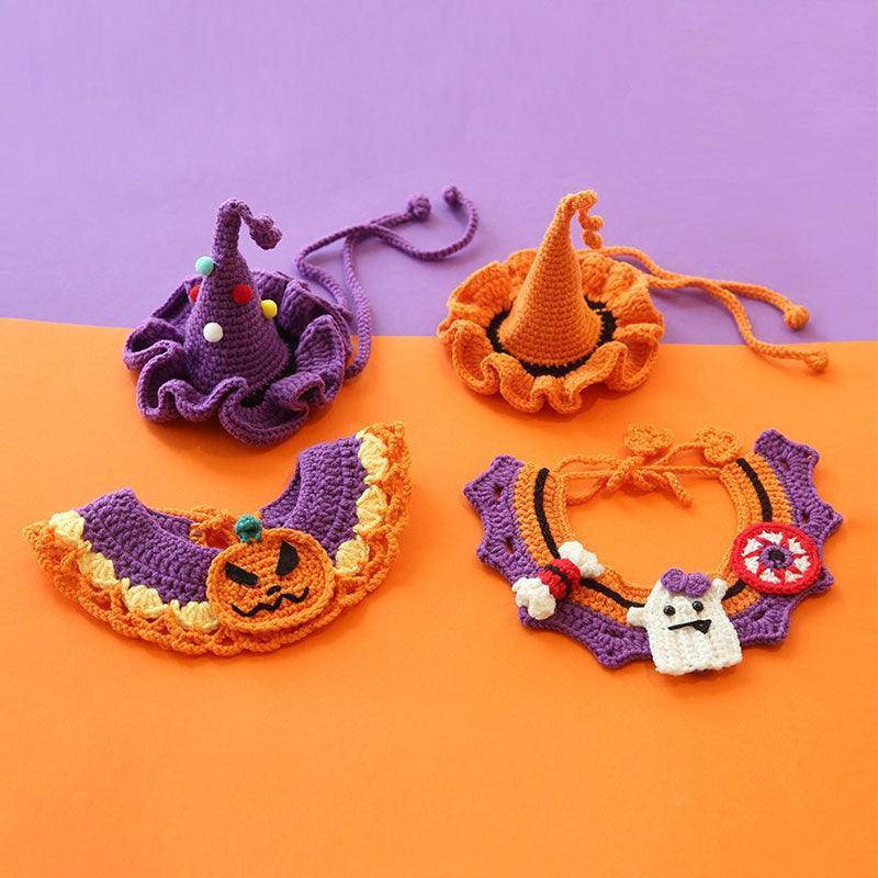 Halloween Cat Collar Handmade Hats Pumpkin Costume - MEWCATS