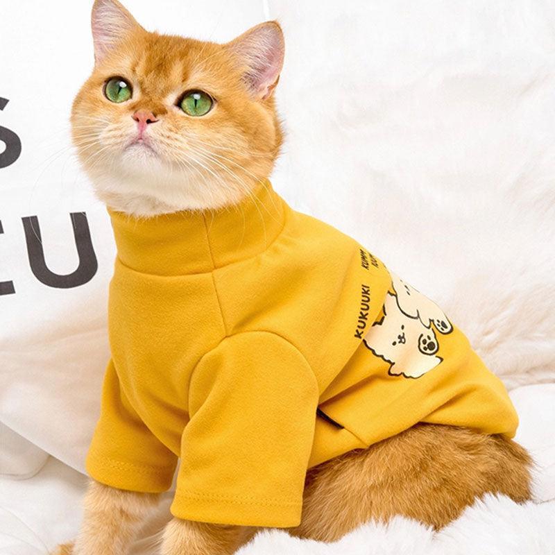 High Neck Cat Clothes 5 Color Warm Sweatshirt - MEWCATS
