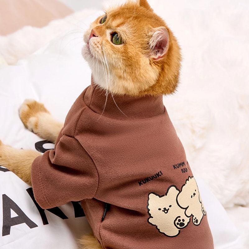 High Neck Cat Clothes 5 Color Warm Sweatshirt - MEWCATS