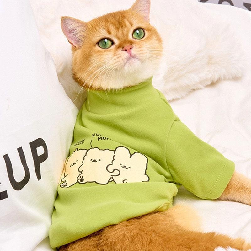 High Neck Cat Clothes 5 Color Warm Sweatshirt - MEWCATS