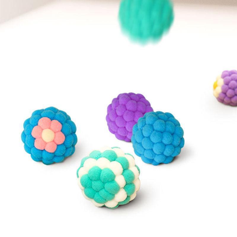 Interactive Cat Toy Colorful Plush Ball Built-in Bell - MEWCATS