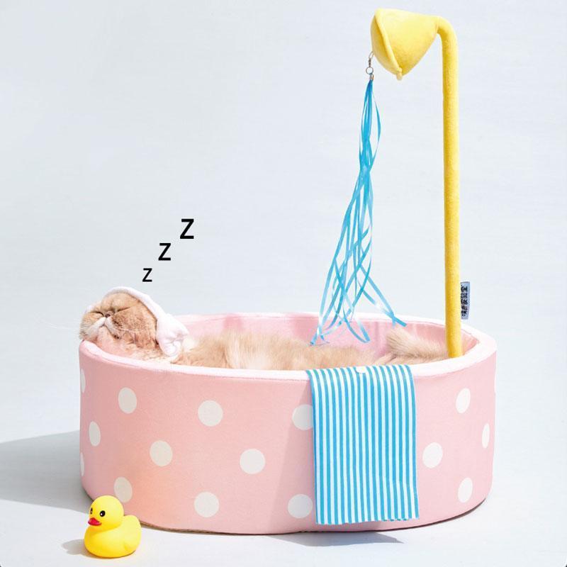 Japanese Style Hot Spring Pool Cute Cat Bed Scratch Pad - MEWCATS
