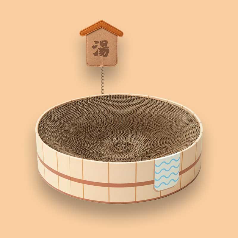 Japanese Style Hot Spring Pool Cute Cat Bed Scratch Pad - MEWCATS