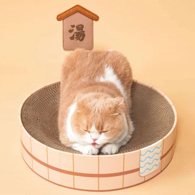 Japanese Style Hot Spring Pool Cute Cat Bed Scratch Pad - MEWCATS