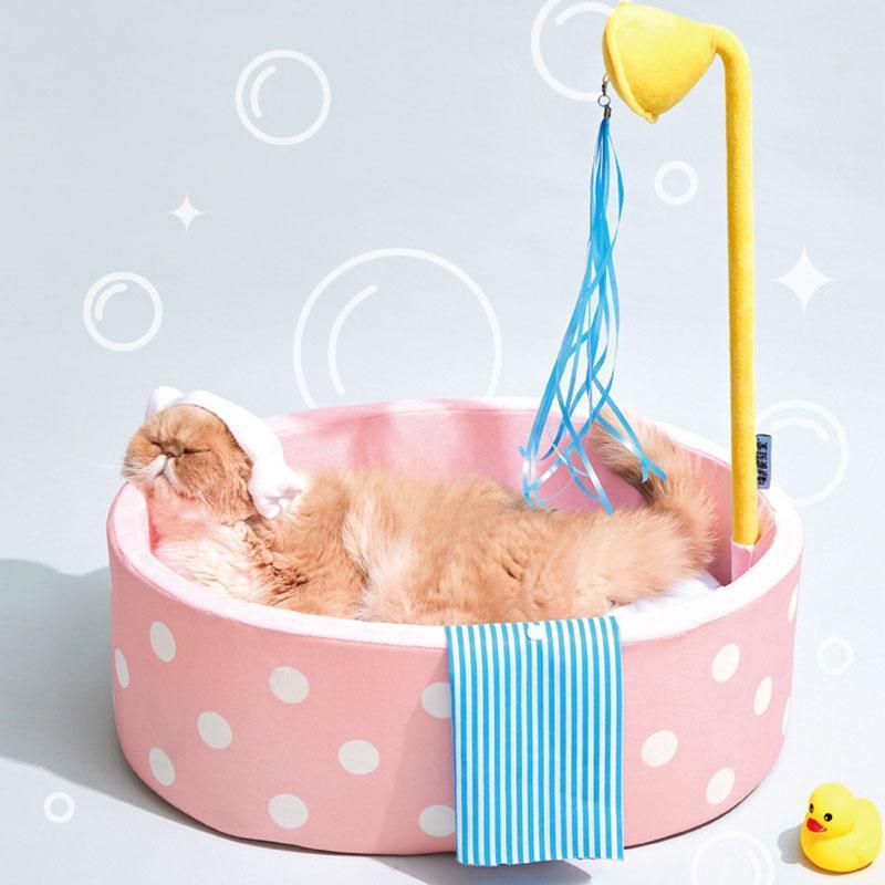 Japanese Style Hot Spring Pool Cute Cat Bed Scratch Pad - MEWCATS