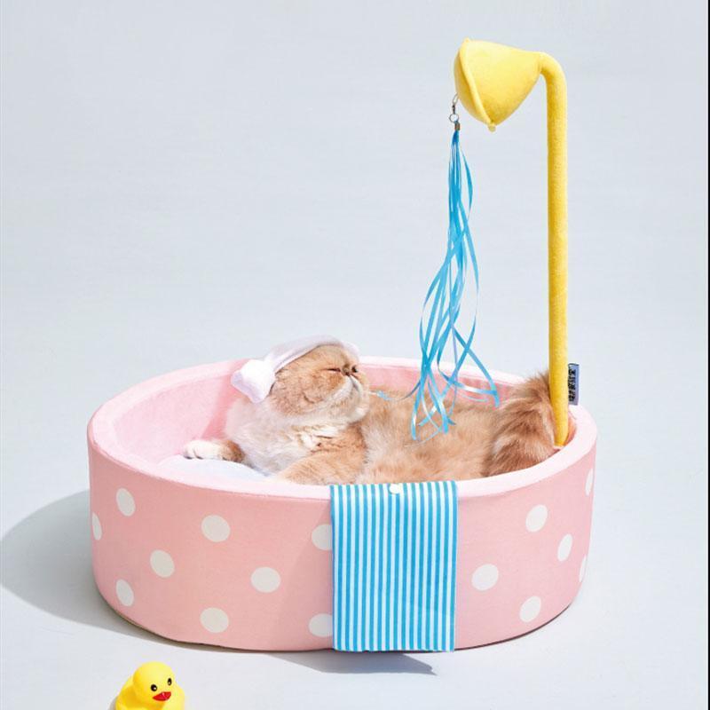 Japanese Style Hot Spring Pool Cute Cat Bed Scratch Pad - MEWCATS
