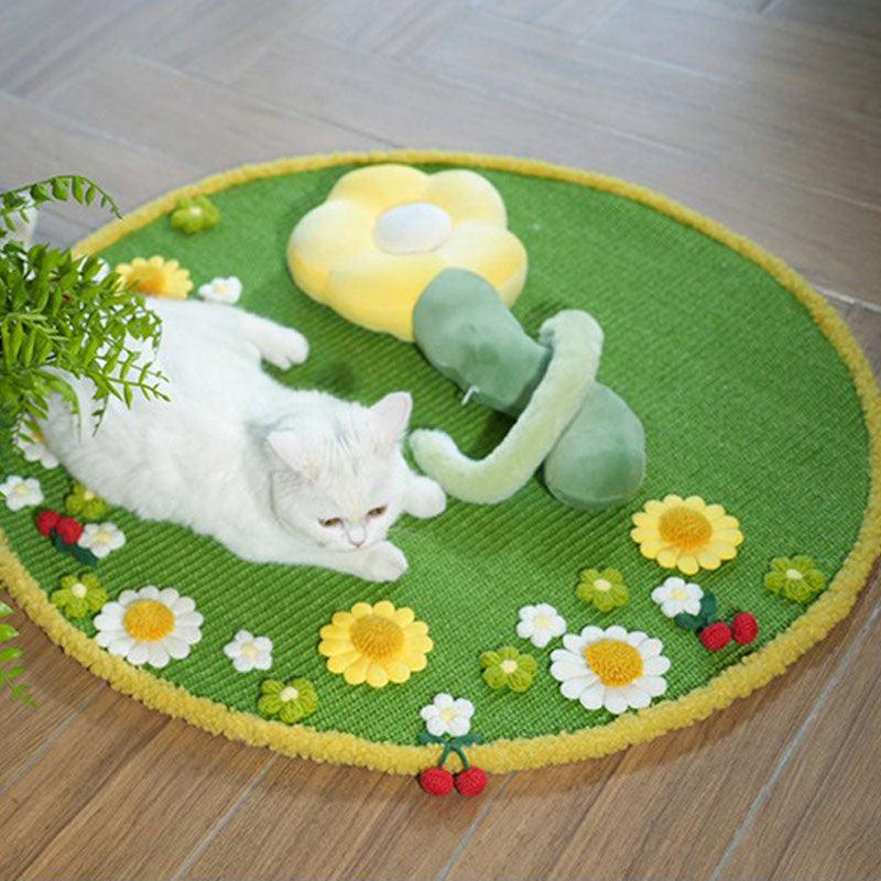 JCAT Blooming Garden Cat Scratch Mat Furniture - MEWCATS