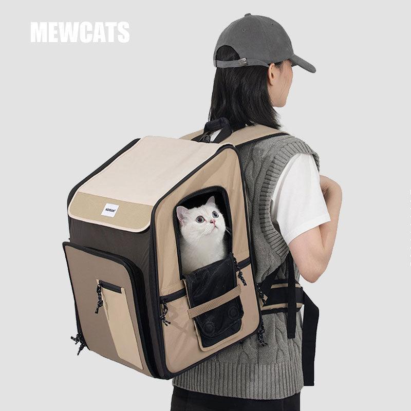 bark and meow premium pet backpack travel carrier Large Expandable Cat Carrier Pet Backpack