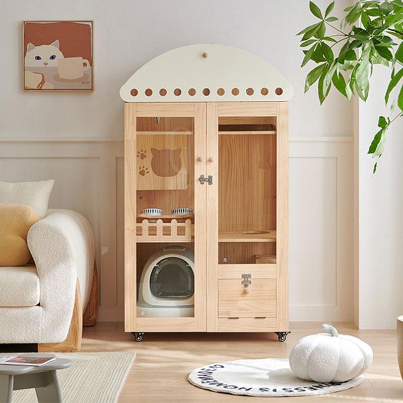 Large Space Cat Villa Furniture Wooden House - MEWCATS