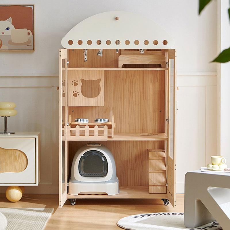 Large Space Cat Villa Furniture Wooden House - MEWCATS
