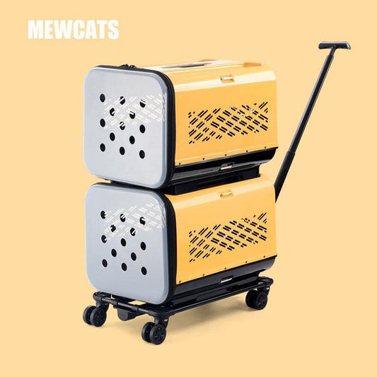 Large Space Double Layer Cat Trolley Case With Wheels - MEWCATS