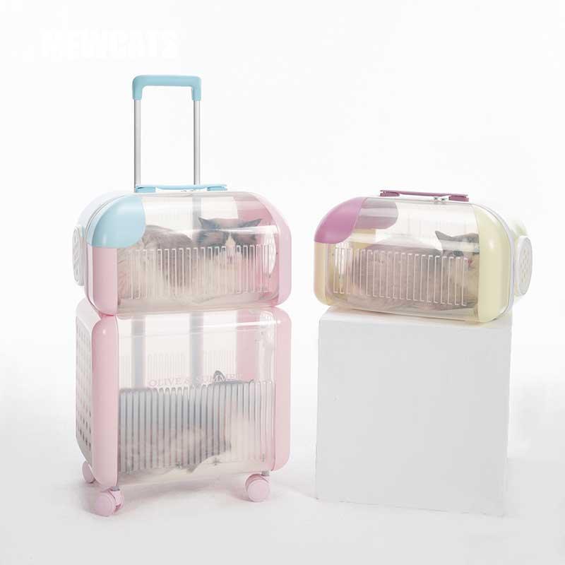 Macaroon Cat Trolley Carrier for Two Cats on Wheels - MEWCATS