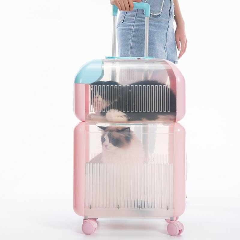 Macaroon Cat Trolley Carrier for Two Cats on Wheels - MEWCATS
