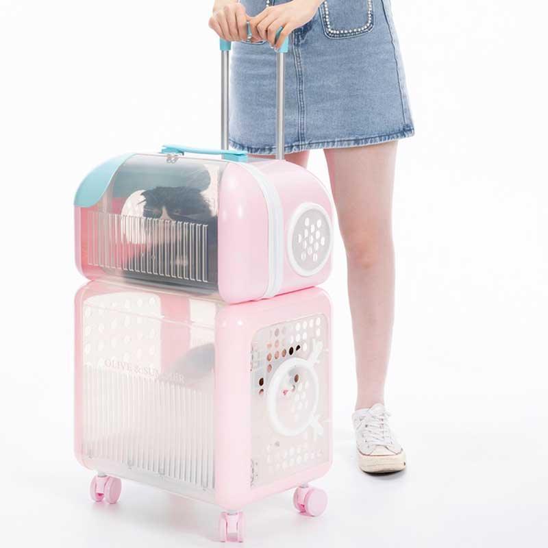 Macaroon Cat Trolley Carrier for Two Cats on Wheels - MEWCATS
