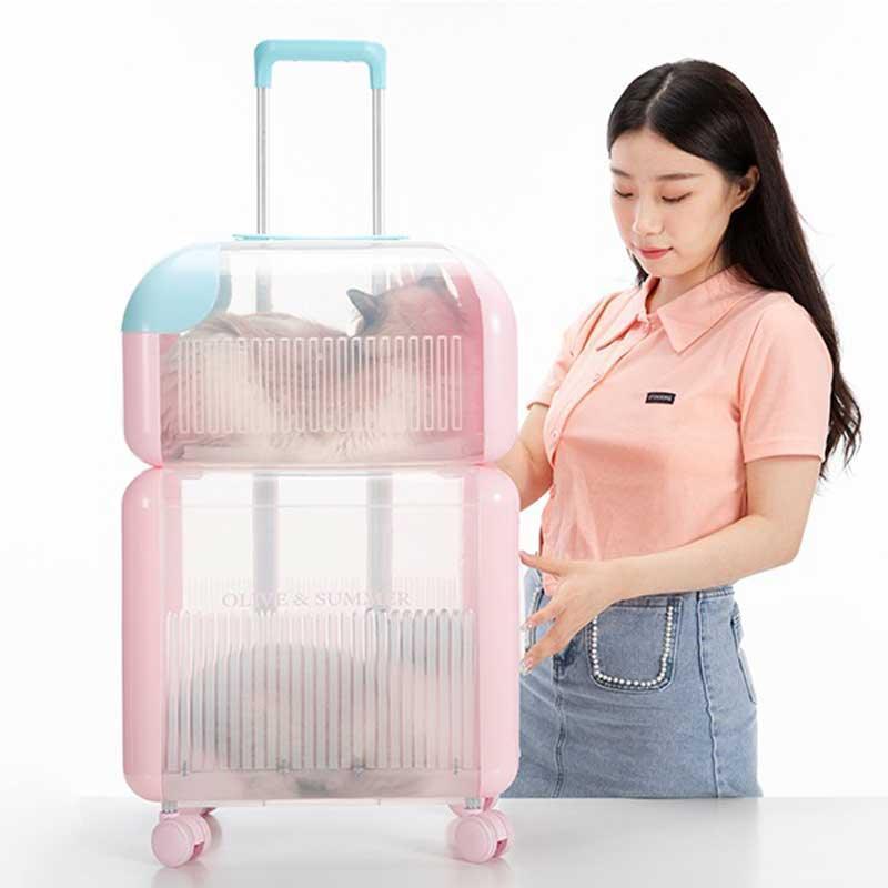 Macaroon Cat Trolley Carrier for Two Cats on Wheels - MEWCATS