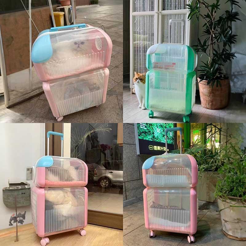 Macaroon Cat Trolley Carrier for Two Cats on Wheels - MEWCATS