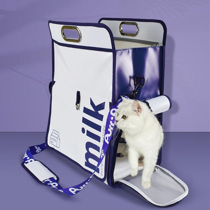 Milk Print Cat Carrier Backpack Travel Tote Bag - MEWCATS