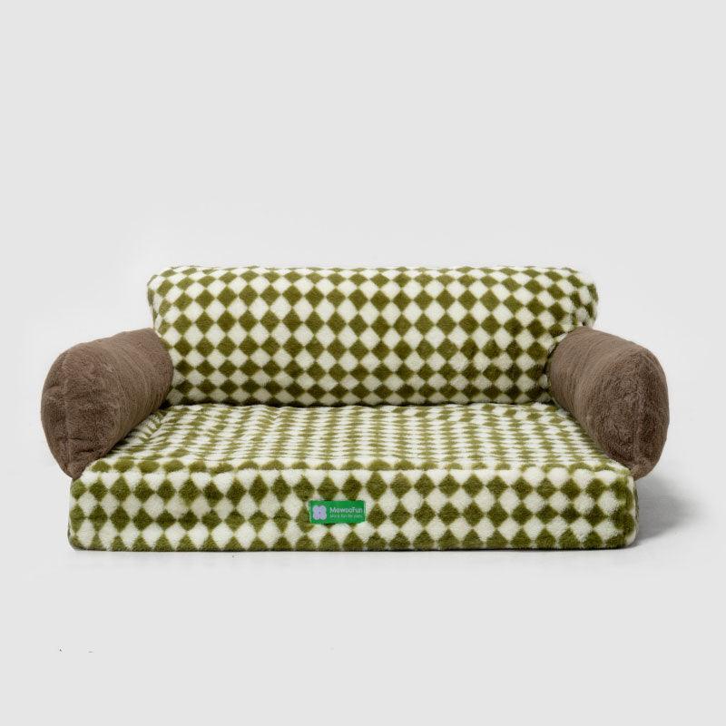 New Large Retro Diamond Grid Cat Bed Couch Sofa