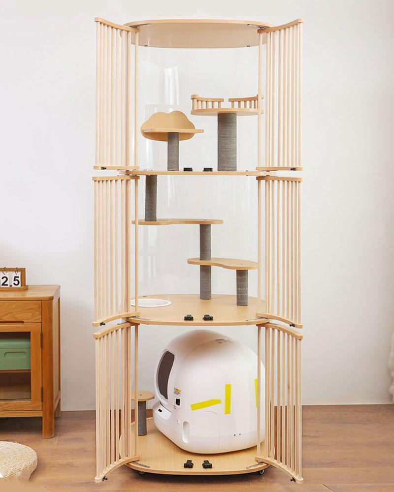 Panoramic Transparent Acrylic Cat Condo Villa - MEWCATS