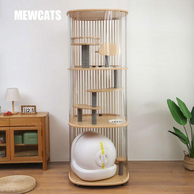 Panoramic Transparent Acrylic Cat Condo Villa - MEWCATS