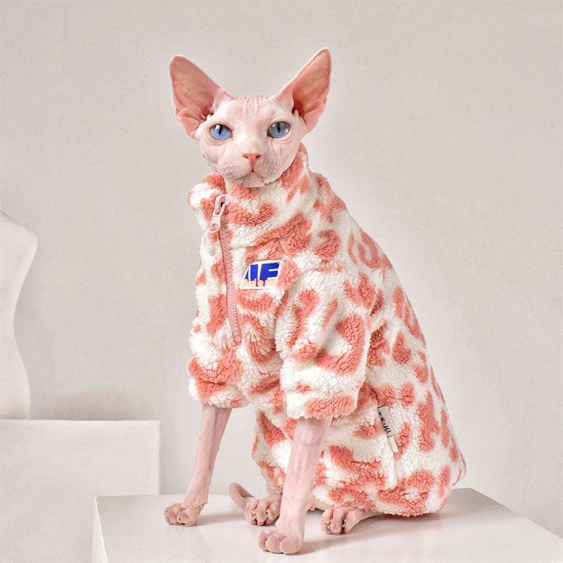 Pink Leopard Print Sphynx Cat Sweatshirt Clothes - MEWCATS