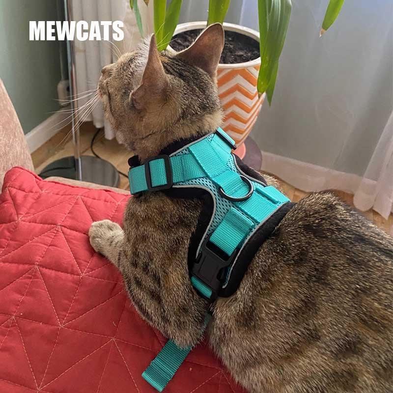 Reflective Strips Cat Leash Set 11 Color Vest Harnesses MEW0031 / Black / S