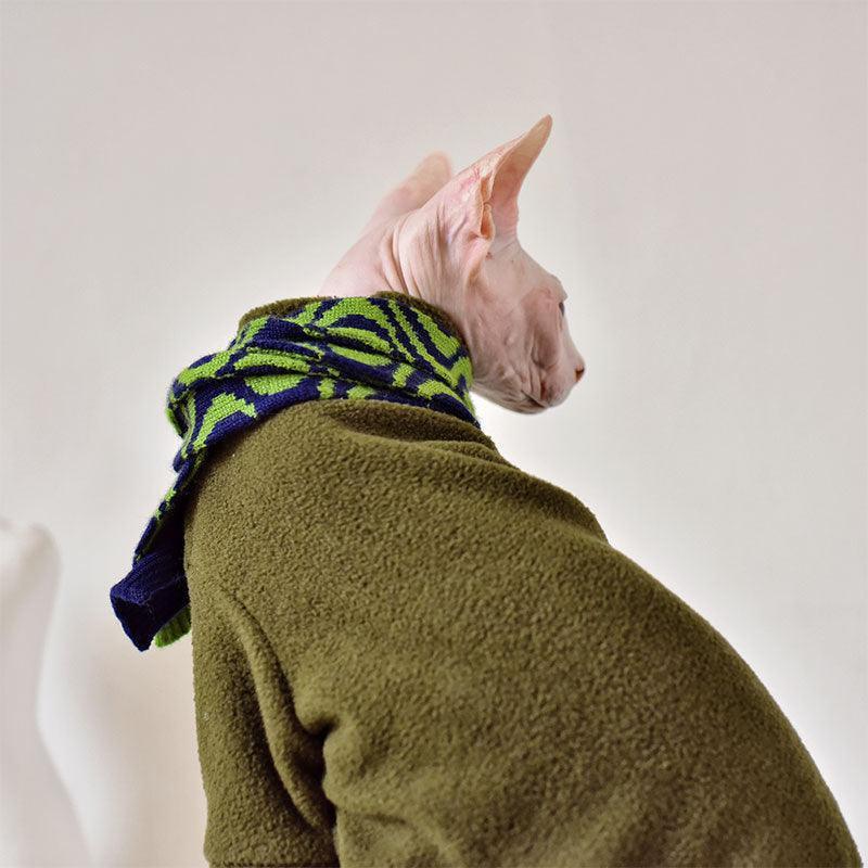 Solid Color Warm Sphynx Hairless Cat Green Clothes - MEWCATS