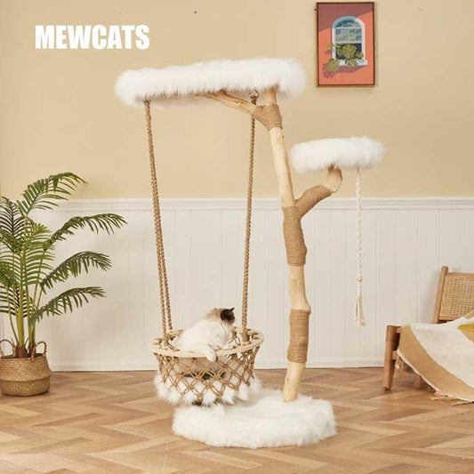 Solid Wooden Cradle Cat Tree Climbing Frame - MEWCATS
