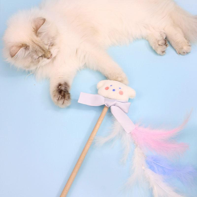 Tease Cat Stick Toys Bell Feather - MEWCATS