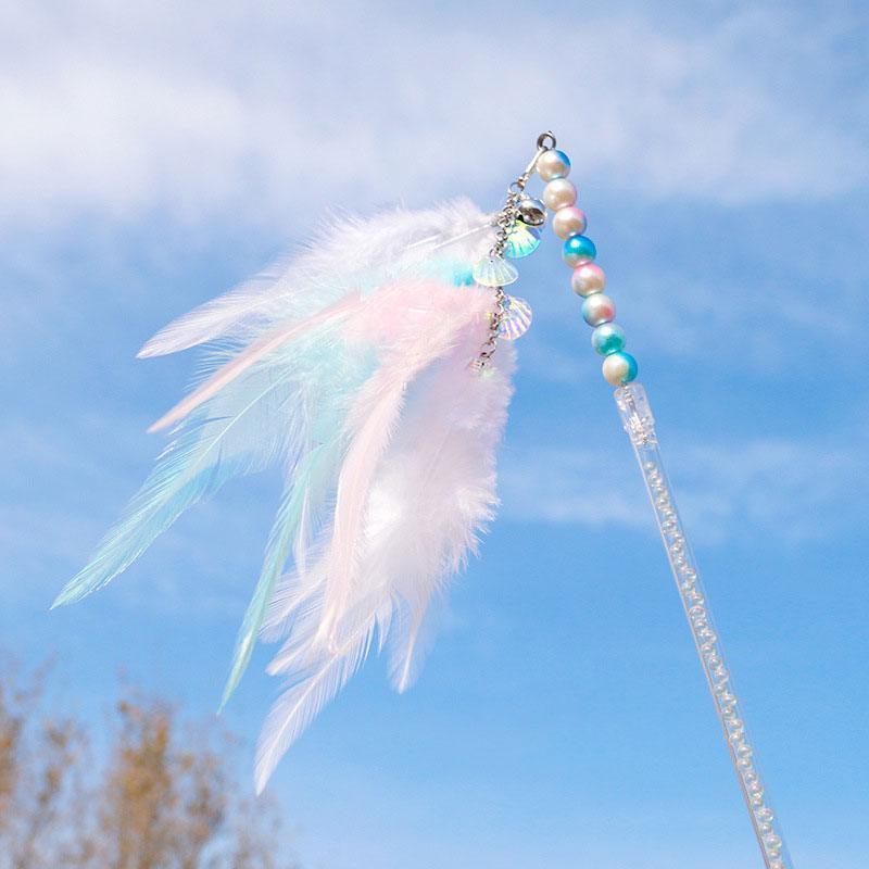 Teaser Cat Stick Toys Long Pole Bear Ribbon Tassel Bell - MEWCATS