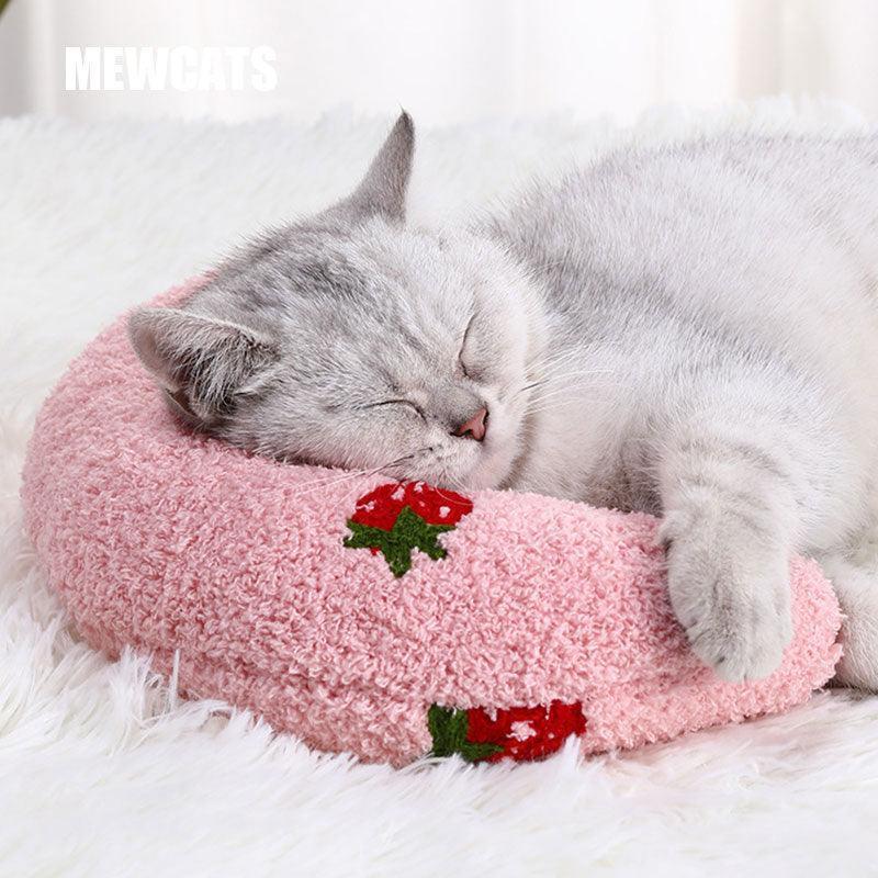 U-Shaped Little Pillow for Cats 4 Color Fluffy Neck Pillow Toy - MEWCATS