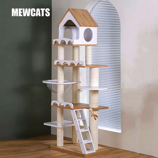 Wood Cat Climbing Frame Scratching Tree - MEWCATS